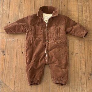 Rylee + Cru Brown corduroy fleece lined coveralls 6-12 months one piece